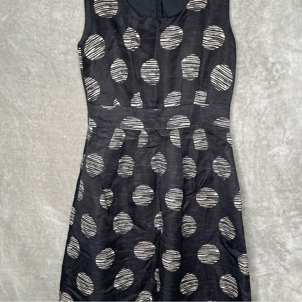 Banana Republic Black White Polka Dot Sleeveless Dress with Pockets Size 0 - Picture 2 of 10